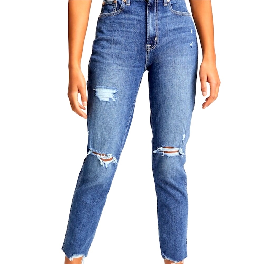 cropped skinny ripped jeans frayed hem- size 8/29R- stretchy